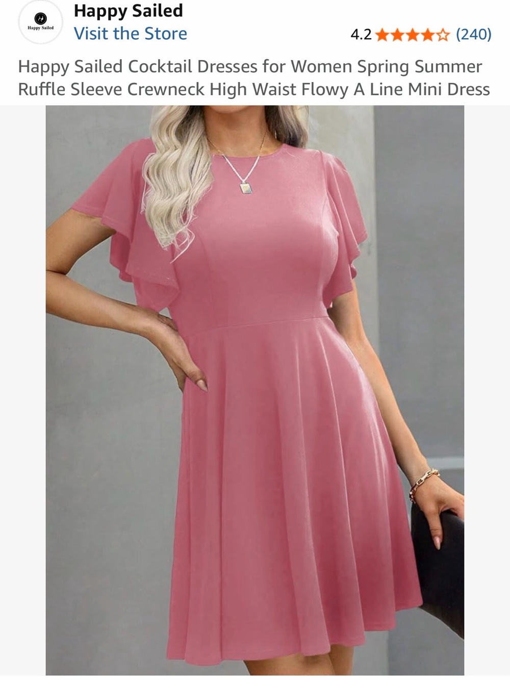 Pink Ruffle Sleeve A-Line Dress